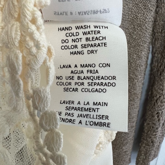 Altar'd State Size S/M Pointelle Knit Tunic Top Lace Trim Long Sleeve Taupe NWT - Picture 13 of 13